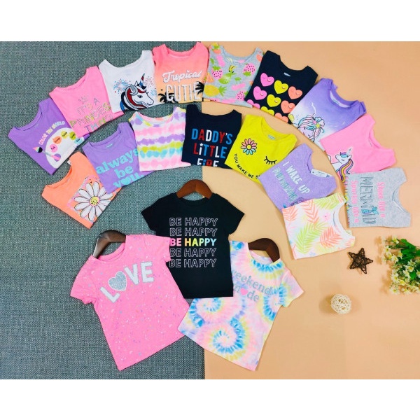 [Size 3-24M] Áo thun bé gái xuất dư sơ sinh đến 2 tuổi áo bé gái ngắn tay 3kg-12kg - 3M 6M 9M 12M 18M 2T AGG AGS