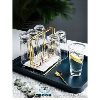 Bộ cốc thủy tinh cao cấp + giá úp cốc