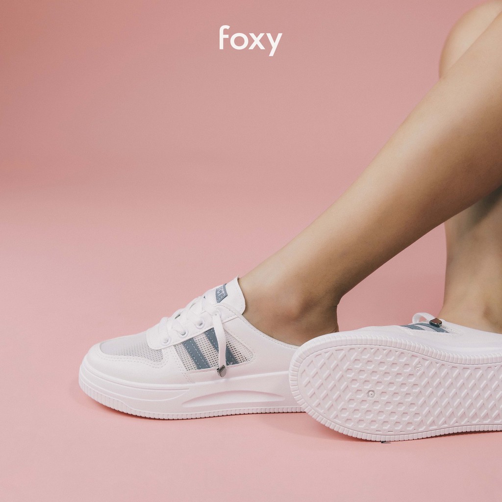 Giày Thể Thao Sneaker Nữ FOXY Dáng Sục Mule Hở Gót Basic Màu Trắng Đế Cao_FOX010