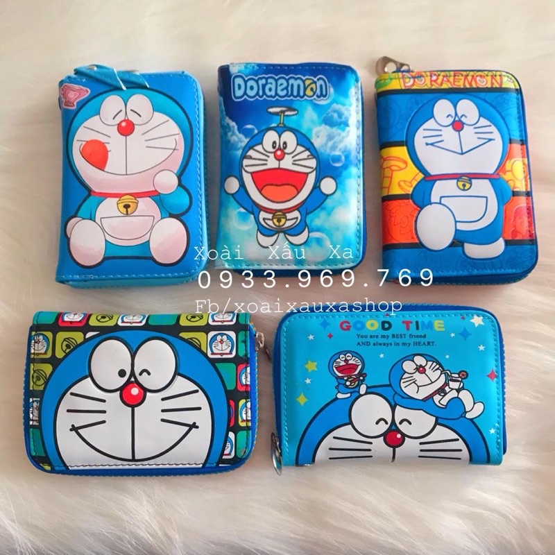 Ví tiền hoạt hình dây kéo đoraemon, spongbob, b-duck