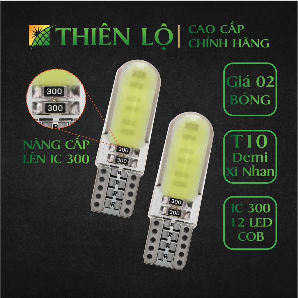 Bộ 2 Bóng đèn LED demi xi nhan chân T10 12 Chip COB siêu sáng bọc SIlicon cho ô tô xe màu cao cấp của Thiên Lộ