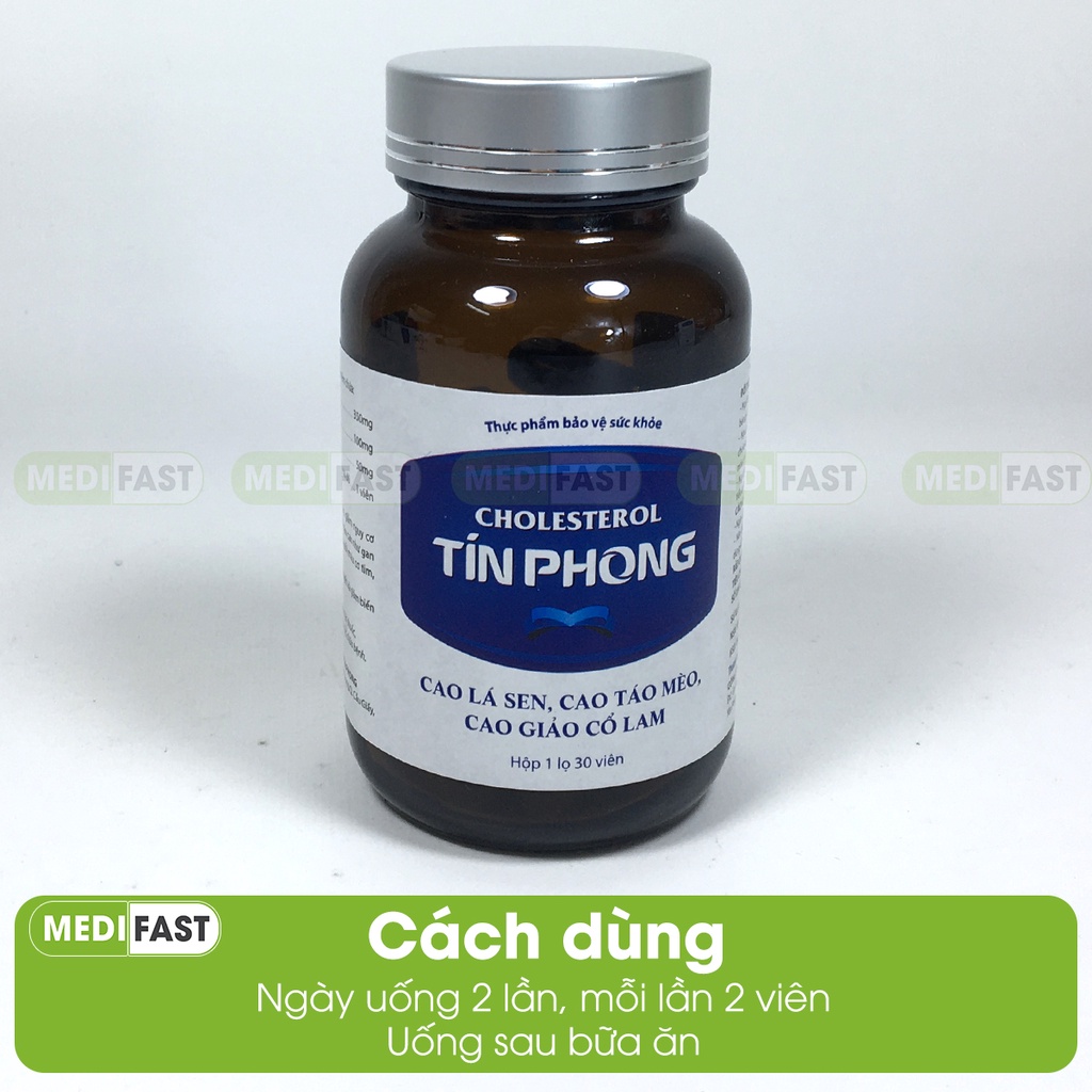 Hỗ trợ giảm mỡ máu - Hạ Cholesterol Tín Phong hộp 30 viên từ thảo dược