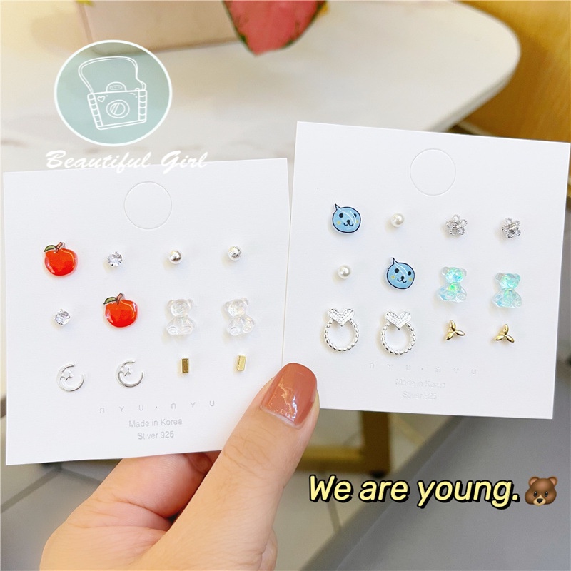 Set 5/6 đôi bông tai xinh xắn thời trang cho nữ