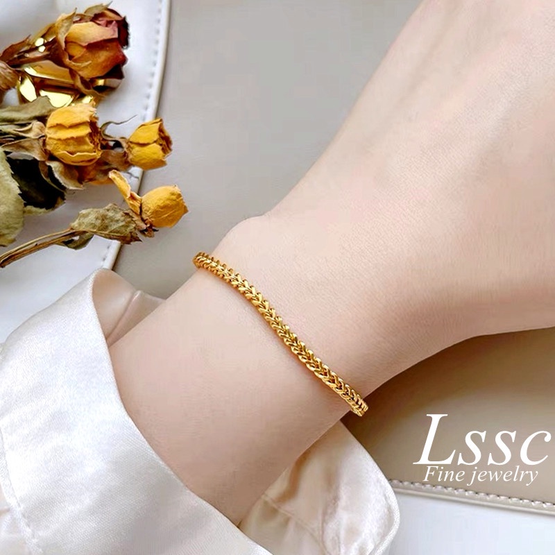 Lắc tay titan dây rút Vòng tay nữ mạ vàng 18K Phụ kiện thời trang Hàn Quốc
