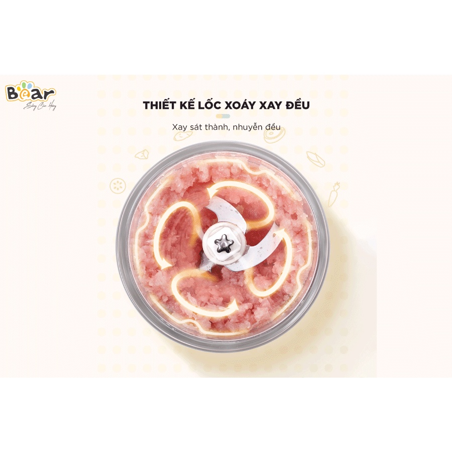Máy xay ăn dặm cho bé Bear 0.6L GR-B06V1, máy xay mini cầm tay an toàn cho trẻ - Monnie Kids