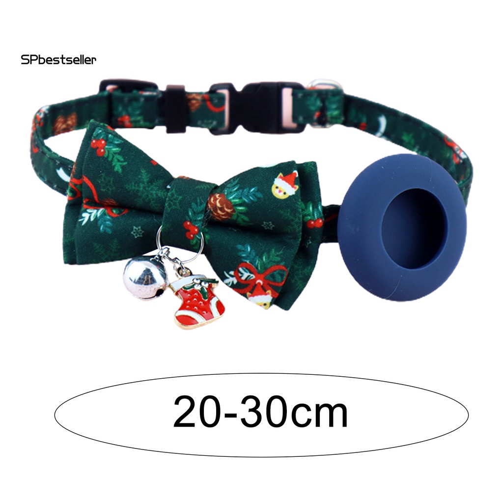 Spbest_đồ Đeo Cổ Thú Cưng Bằng Polyester Siêu Mềm Chống Mài Mòn In Họa Tiết Giáng Sinh Thắt Nơ Có Thể Điều Chỉnh Cho AirTag