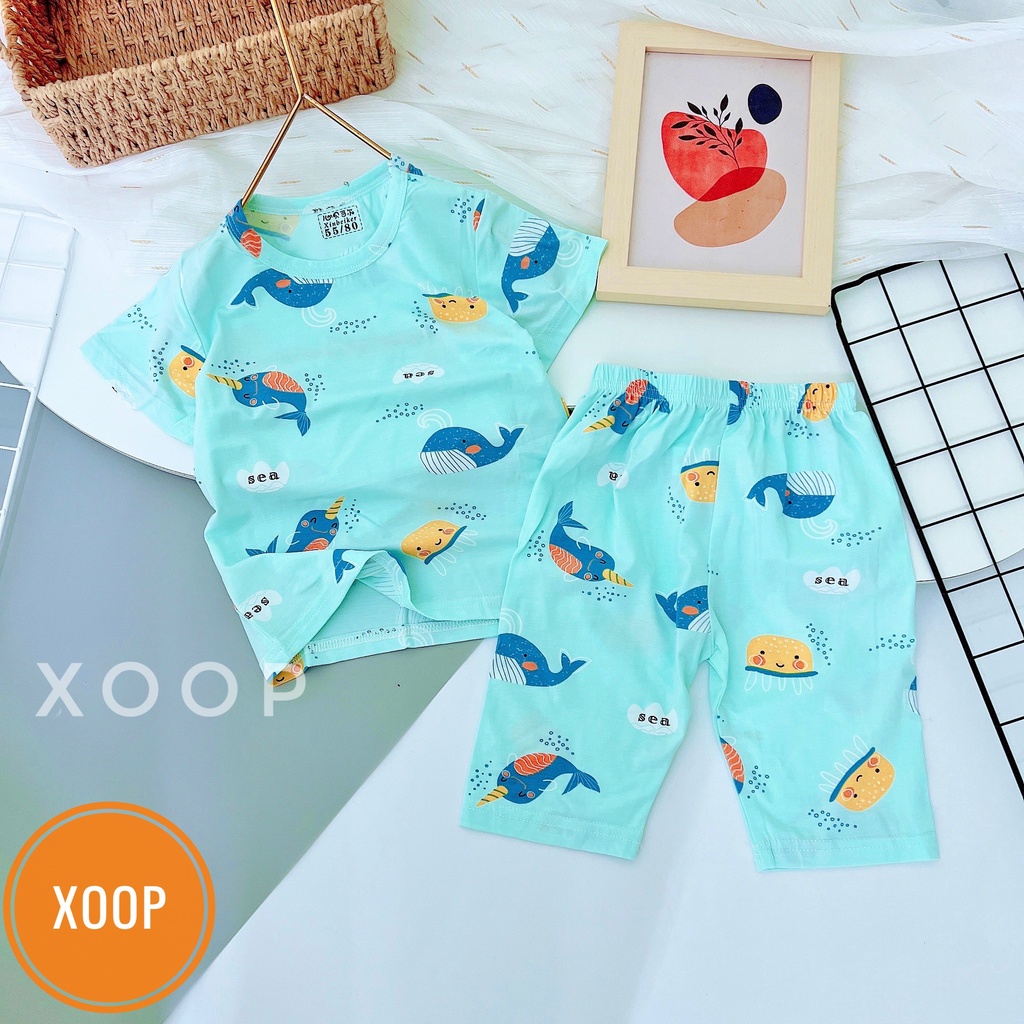 Xả  ! Size nhỡ b6 (18-23kg) Bộ cộc xuất hàn chất cotton lạnh in tràn hàng Quảng châu cho bé