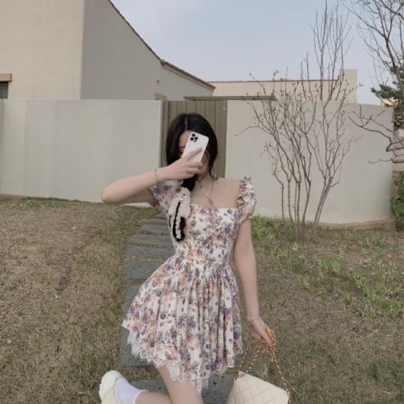 đầm hoa nữ dáng xoè hàng thiết kế | BigBuy360 - bigbuy360.vn