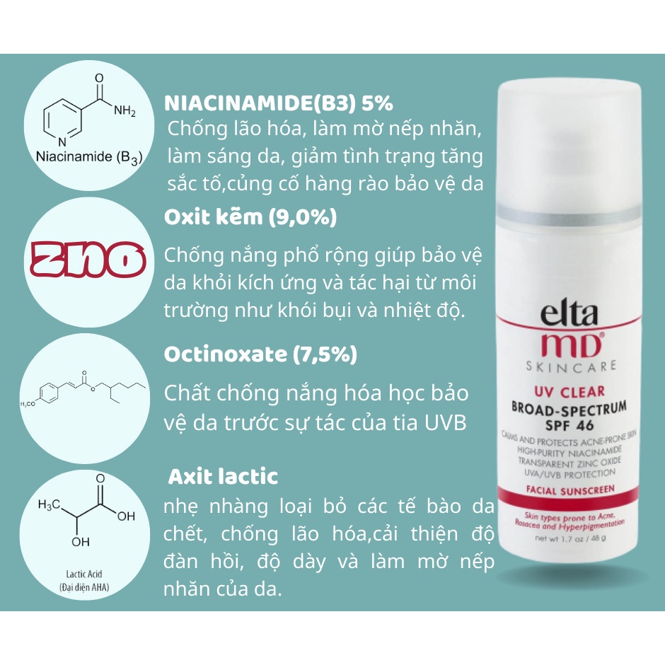 Kem chống nắng sáng đều sắc da EltaMD UV Clear Broad-Spectrum SPF 46 - UnTinted