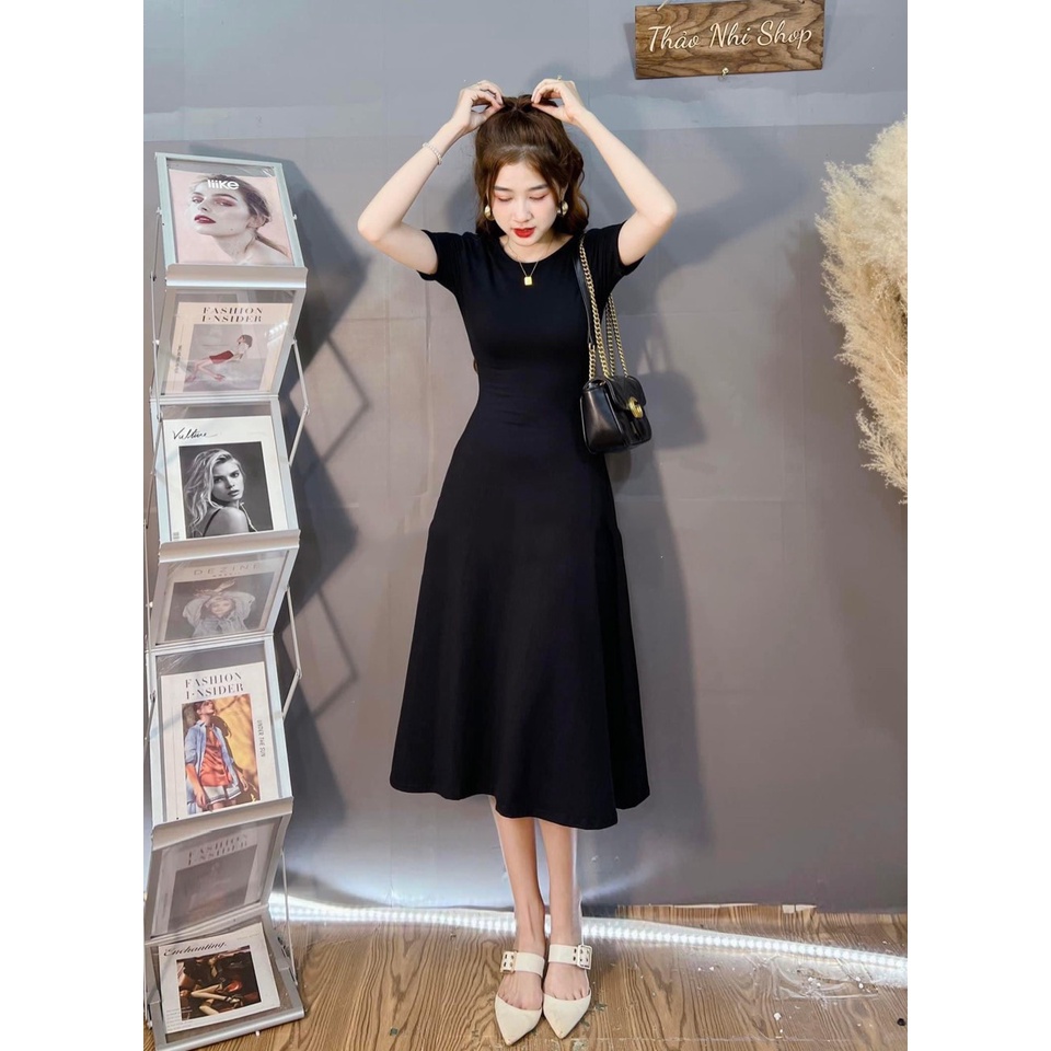 Váy nơ lưng len tăm dáng xòe tôn eo ngắn tay MIVOSA VN205