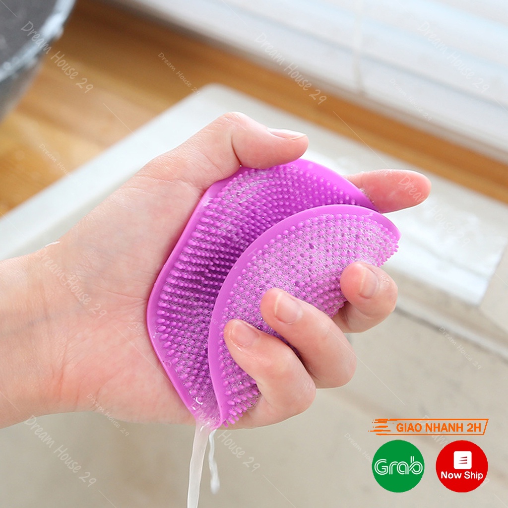 Miếng rửa chén silicon, rửa bát đĩa đa chức năng nhiều màu đường kính 10cm