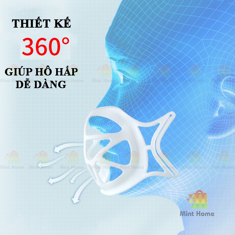 Miếng khung đỡ lót khẩu trang 3D có dây quai đeo silicon mềm móc đai tai giả chống đau