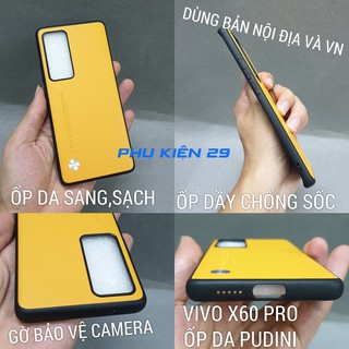 [Vivo X60 Pro Nội địa+Việt Nam] Ốp lưng vân da chống sốc,chống va đập cao cấp Pudini