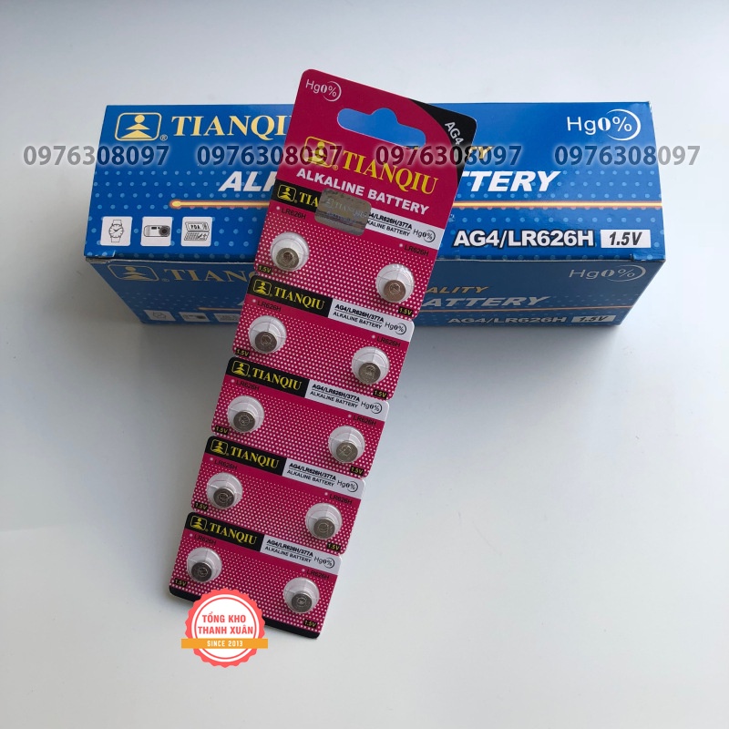 (Vỉ 10 Viên) Pin TIANQIU AG4 LR626H 377A Chính Hãng Thích Hợp Cho Pin Đồng Hồ Điện Tử Điều Khiển Từ Xa