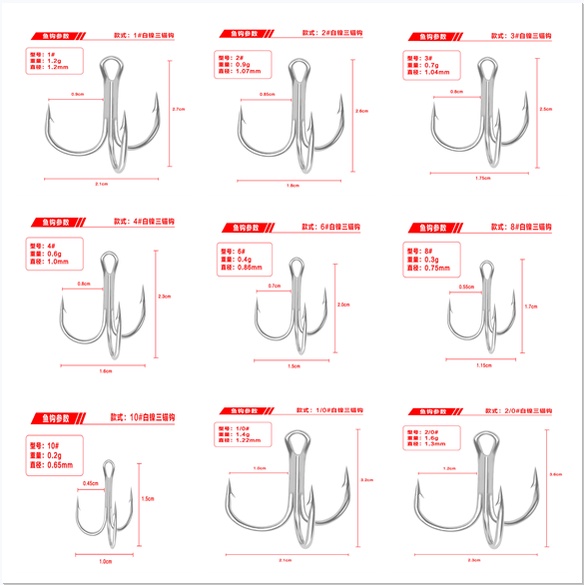 Móc Câu Cá Ba Lưỡi Màu Đen Bằng Niken Chất Lượng Cao