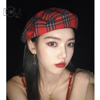 Mũ Beret Họa Tiết Sọc Caro Phong Cách Retro Cho Nữ