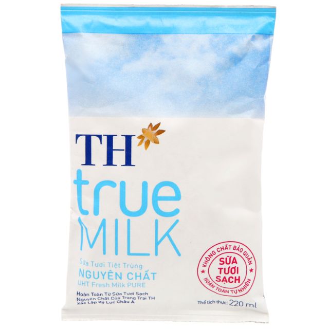 Sữa túi TH 220ml có đường và không đường