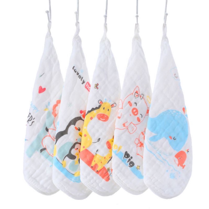 Set 5 khăn Bông mềm / khăn sữa cho bé 8625 - Size 30x30 - DHS