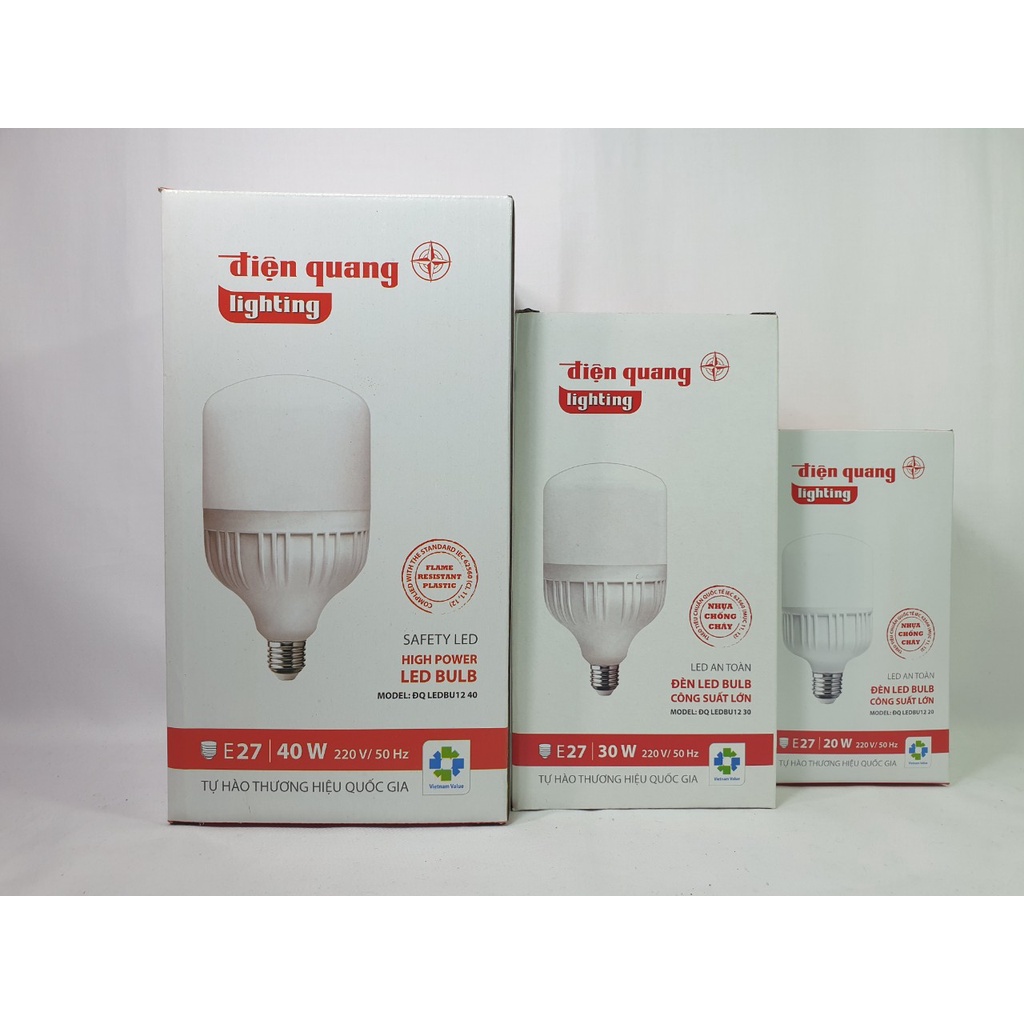 Bóng đèn bulb LED trụ Điện Quang 20w 30w 40w, đuôi E27 ánh sáng trắng, nhựa kín nước - Điện nước gia dụng Hoàng Kim