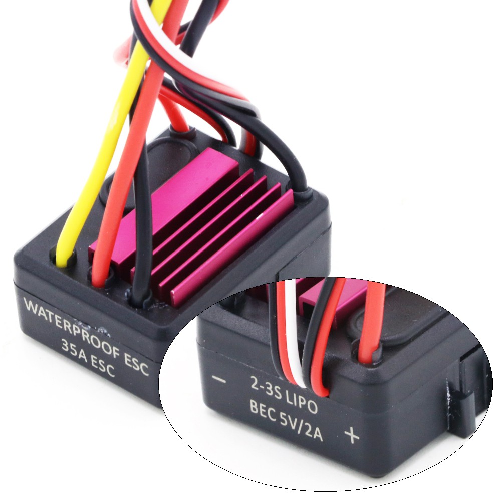Động Cơ Không Chổi Than ESC Analog 5.0V / 2A BEC 35A 2-3S Không Chổi Than Chống Nước Cho Xe Điều Khiển Tỉ Lệ 1 / 16 1 / 14