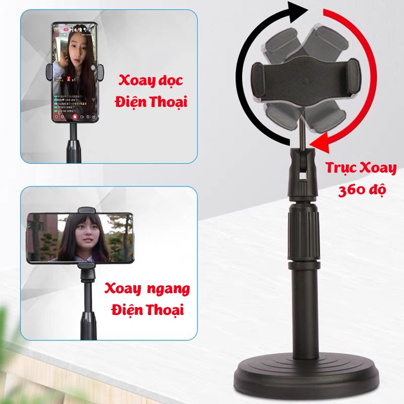 Giá Đỡ Điện Thoại Để Bàn, Livestream, Học Online, Quay Phim, Ghi Hình Có Thể Điều Chỉnh Độ Cao, Xoay 360 Độ