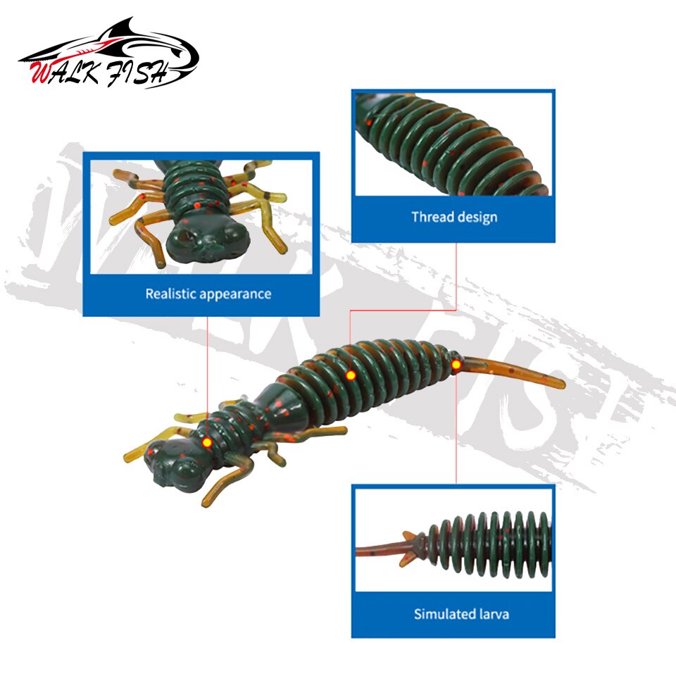 Mồi câu cá giả WALK FISH bằng silicon mềm 55mm 75mm 100mm