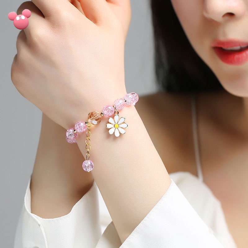 Vòng Tay Pha Lê Họa Tiết Hoa Phong Cách Nhật Hàn Cổ Điển Thời Trang Cho Nữ