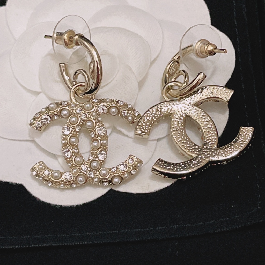 Bông Tai Mạ Bạc 925 Hình Chữ Cái Đính Ngọc Trai Thời Trang