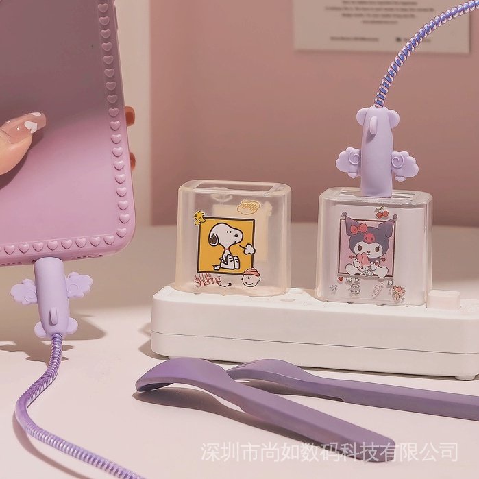 Hộp Bảo Vệ Dây Cáp Sạc Nhanh 18/20W Hình Melody Màu Hồng Dạ Quang Dễ Thương Kiểu Nhật Hàn