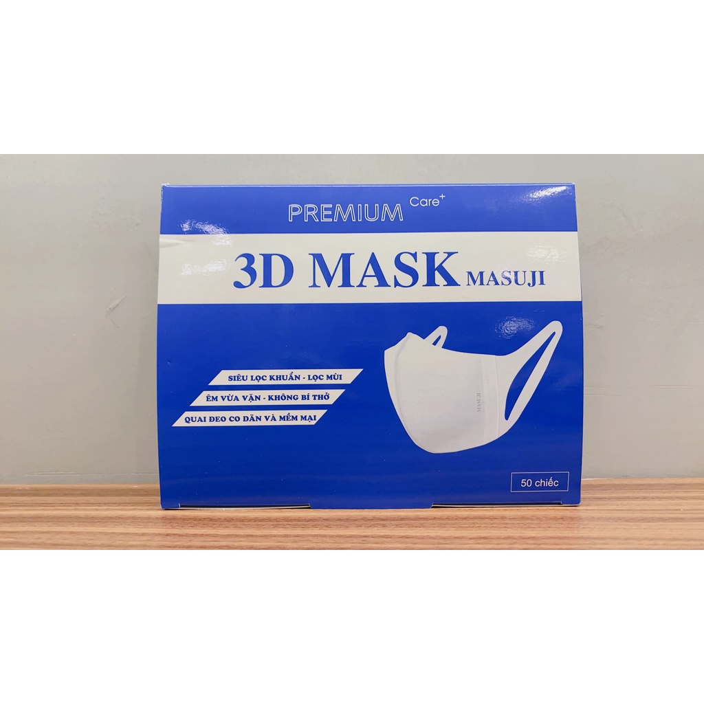 Hộp 50C Khẩu Trang 3D Mask Masuji Xuân Lai Công nghệ Nhật Lọc khuẩn Lọc Mùi Êm Mềm Mại