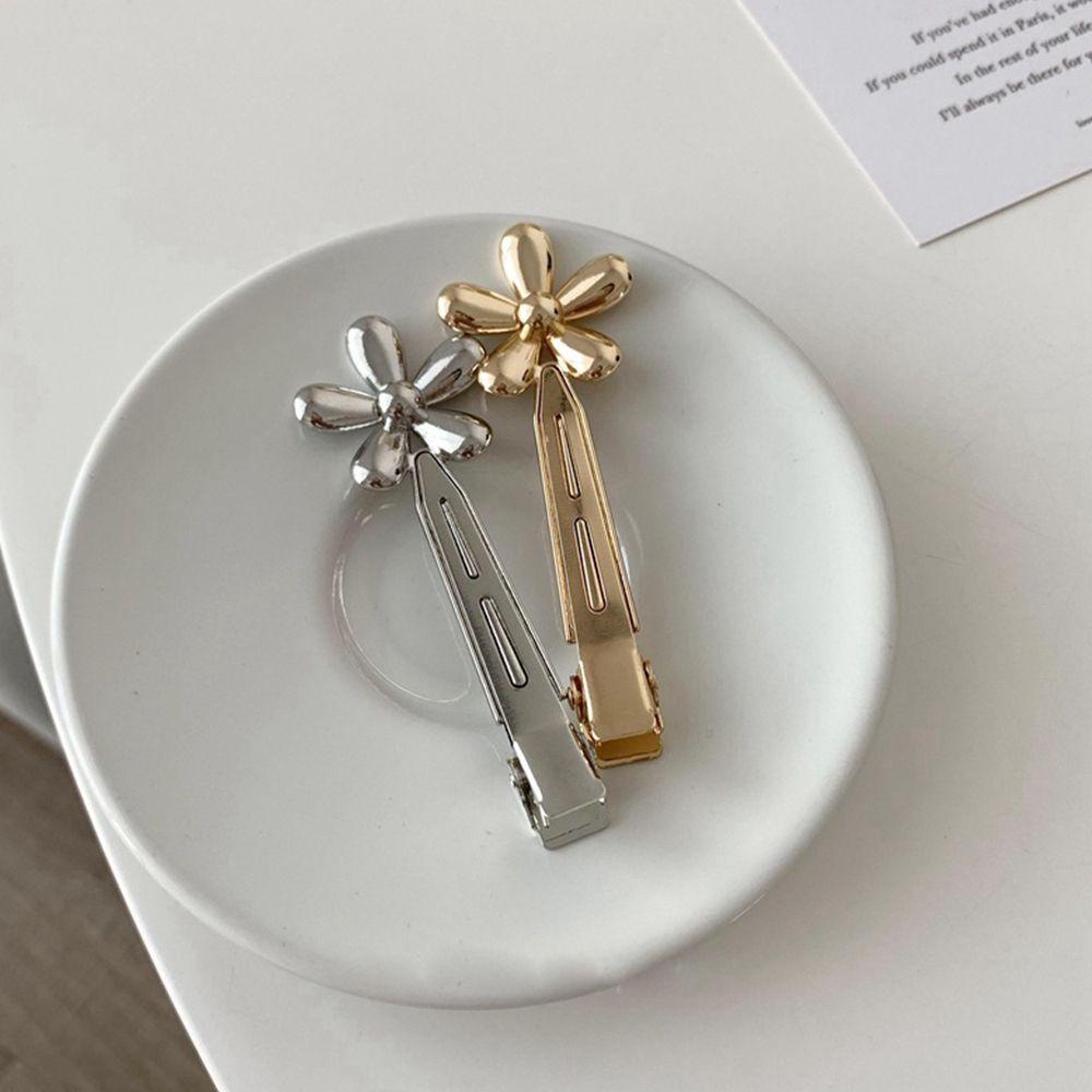 Kẹp Tóc Mỏ Vịt Bằng Kim Loại Hình Hoa WMES15H Phong Cách Hàn Quốc