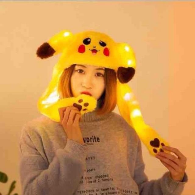 Nón thú vẫy tai pikachu sáng đèn