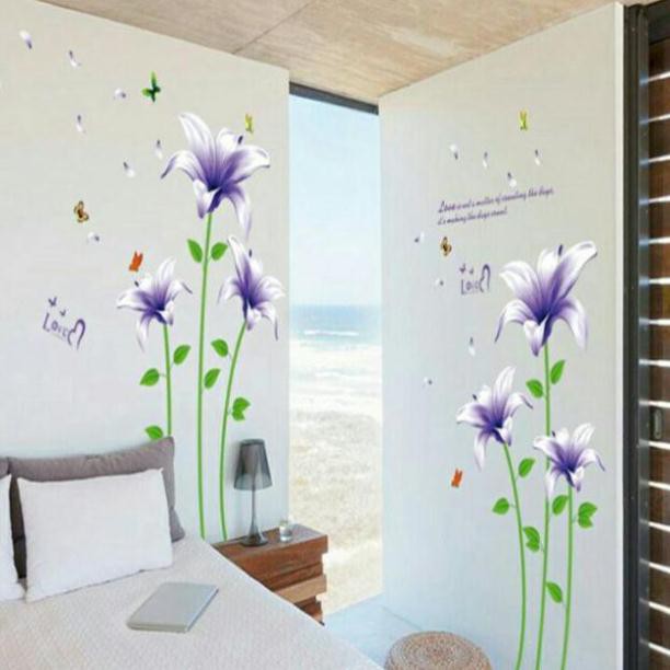 Tranh decal (tranh) dán tường Hoa ly tím