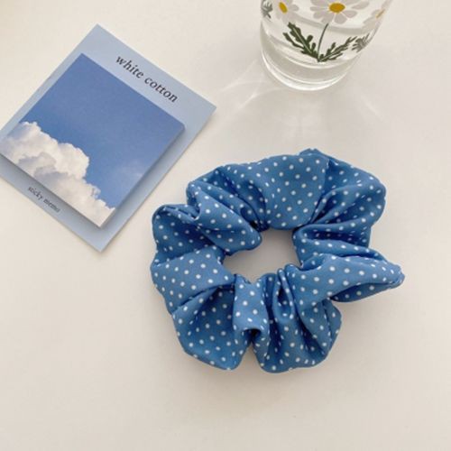 Dây buộc tóc scrunchie xanh caro phong cách thời trang Hàn Quốc
