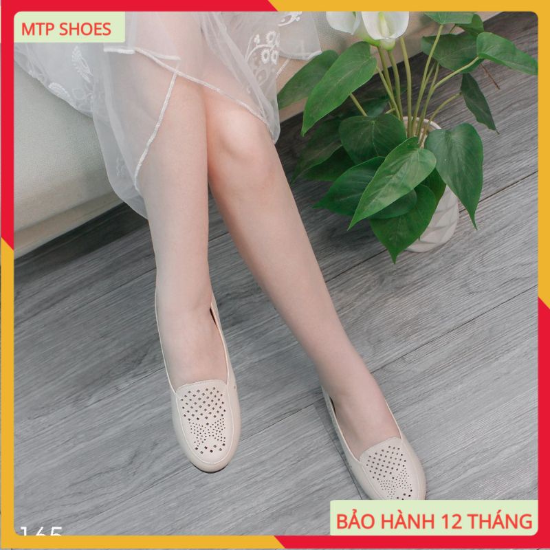 Giày bệt nữ ❤FREESHIP❤ giày lười nữ cắt lỗ laze đính nơ cao cấp siêu êm thoáng mát GL05