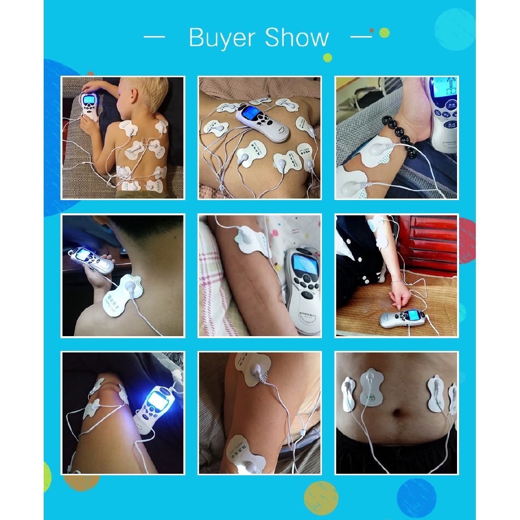 Máy massage xung điện 4 miếng dán châm cứu bấm huyệt cầm tay cho lưng cổ vai gáy