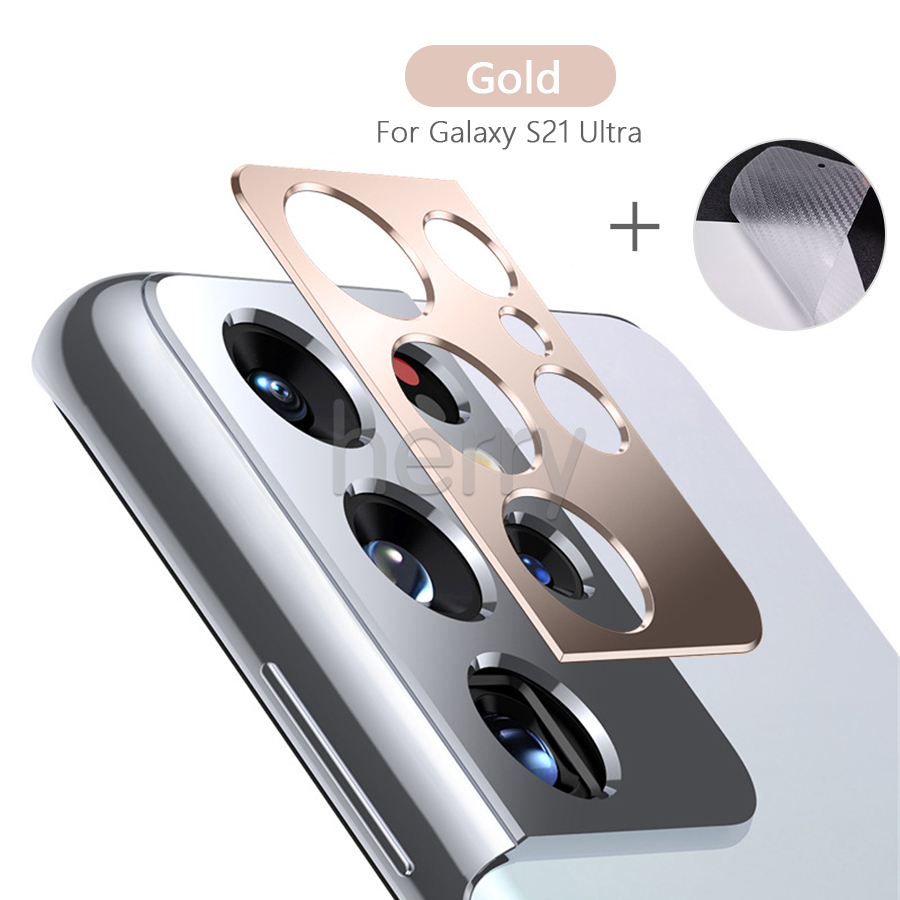 Miếng dán cacbon mặt lưng và kim loại bảo vệ máy ảnh 2 trong 1 cho Samsung Galaxy S21 Note 20 Ultra S20 Plus S20 FE 5G