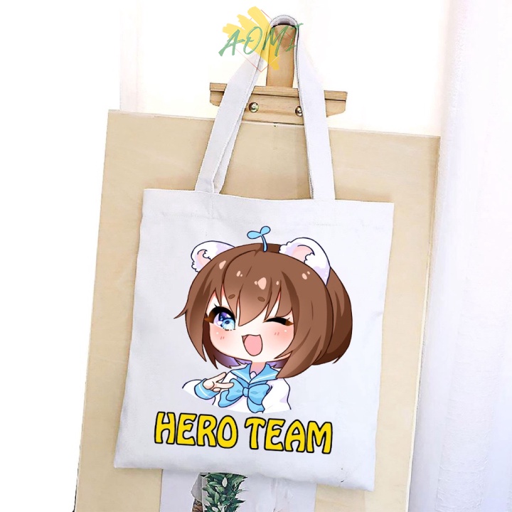 [Nhiều mẫu Đẹp] TÚI VẢI HERO TEAM ĐEO VAI TOTE CANVAS BAG CÓ KHÓA KÉO SIZE LỚN 33x38cm PHONG CÁCH CÁ TÍNH HOT TREND AOMI