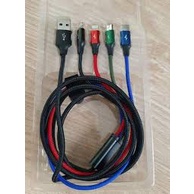 Ship hoả tốc - Cáp Sạc Nhanh Đa năng Baseus cáp sạc 4 đầu dài 1.2m có 2 đầu iphone sạc dùng lúc được 4 máy