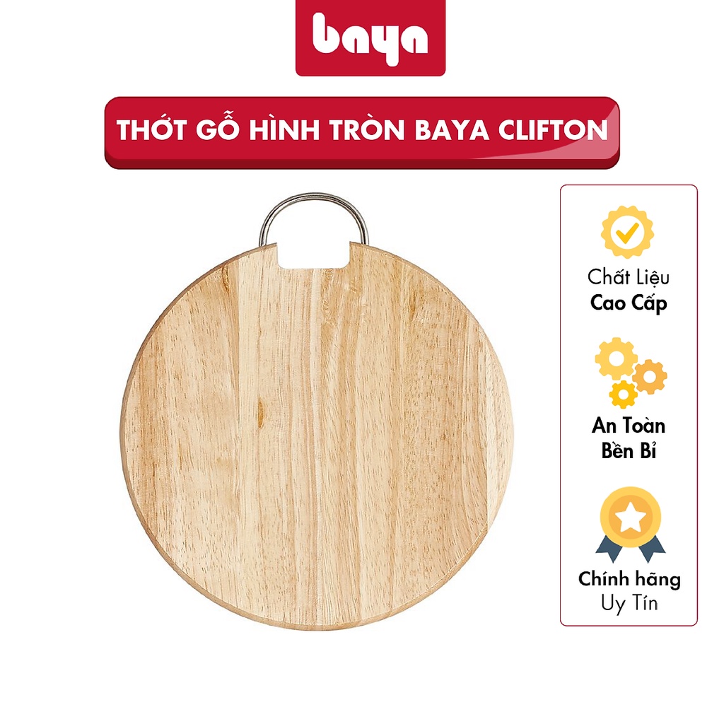 Thớt Gỗ Thái Loại Tốt BAYA CLIFTON Cao Su Màu Gỗ Tự Nhiên Kích Thước L27.5xW24.5xH1.5 1072334