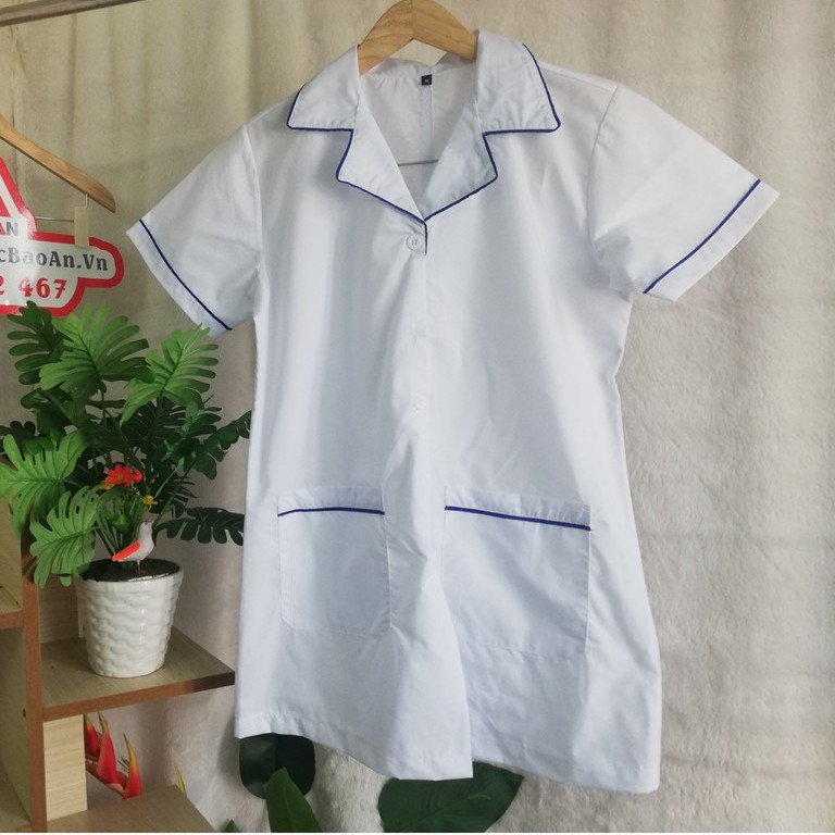 Áo Blouse Trắng Dược Sĩ, Y Tá, Nhà Thuốc Ngắn Tay Viền Lé Bích Cao Cấp ...