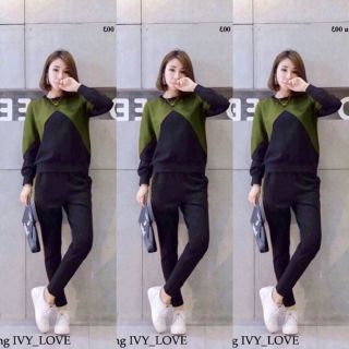 Bộ quần áo thể thao nữ phối màu cao cấp B567