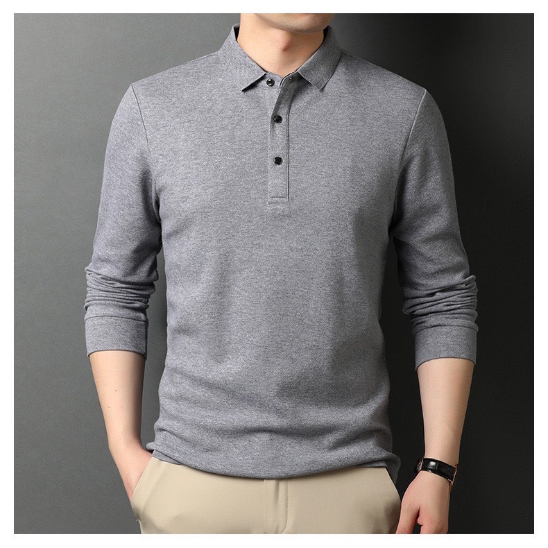 Áo Polo nam dài tay thu đông PL02 vải cotton cá sấu cao cấp dáng unisex, áo thun dài tay nam nữ trơn 3 màu basic | BigBuy360 - bigbuy360.vn