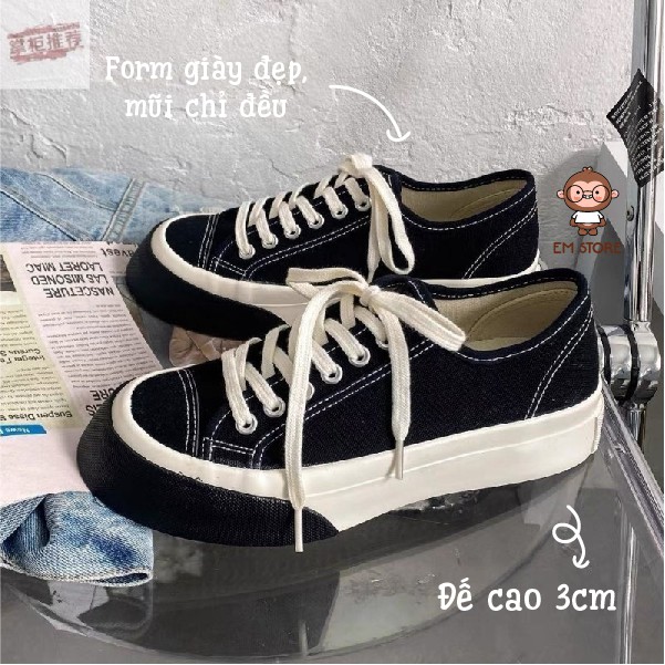 GIÀY BAMI MUI SNEAKER - CANVAS ĐẾ CAO DẸP 3CM HOTTREND ULLZANG DỄ PHỐI ĐỒ ÊM CHÂN