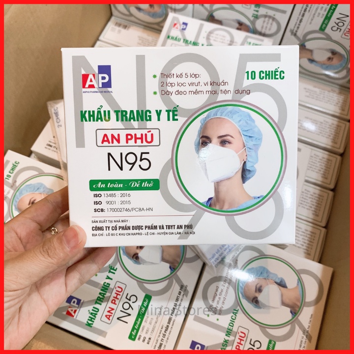 Khẩu Trang Y Tế N95 AN PHÚ - Khẩu Trang Kháng Khuẩn 5 Lớp màng lọc khuẩn, vải không dệt, chống bụi mịn, ôm khít, dễ thở