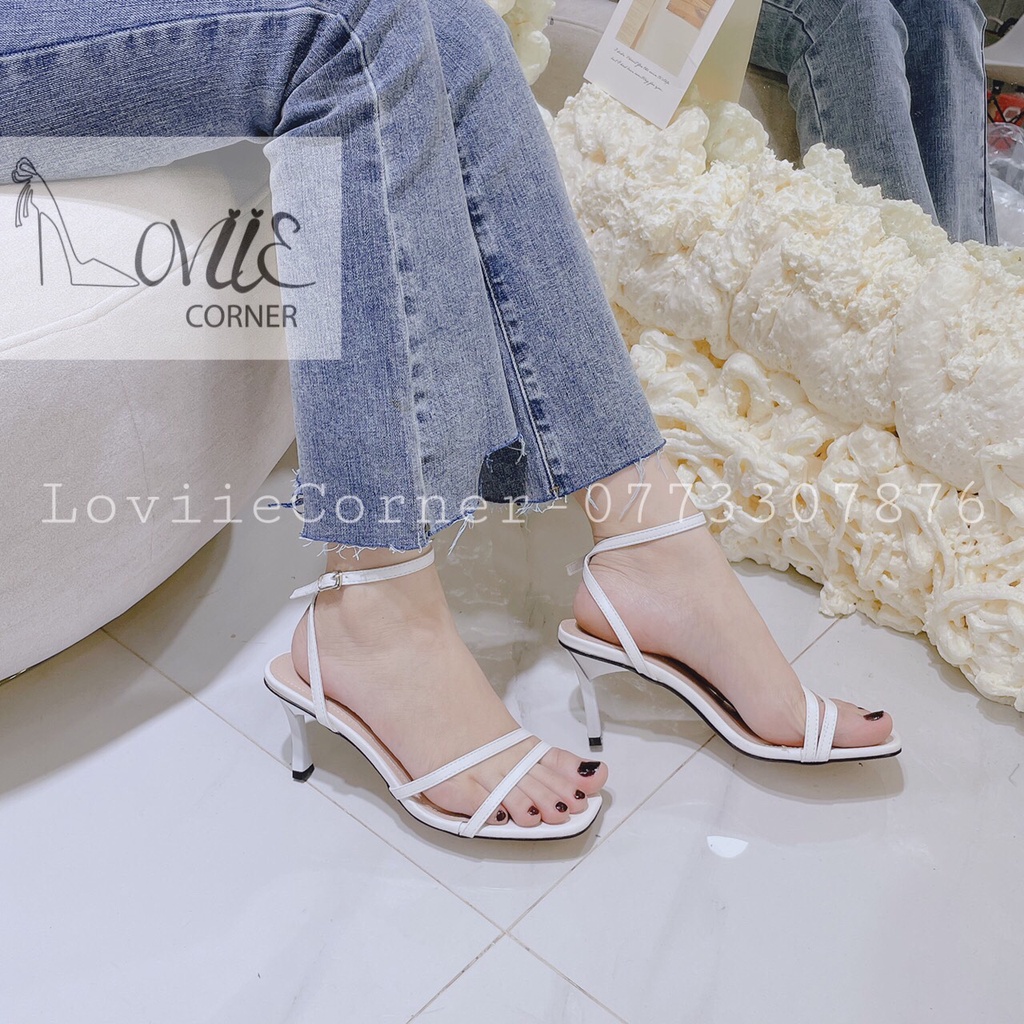 SANDAL CAO GÓT NỮ LOVIIECORNER - GIÀY CAO GÓT 7 PHÂN QUAI MẢNH DÂY CHÉO - GUỐC SANDAL 7P ĐẾ NHỌN G210121