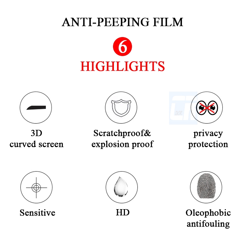 Samsung Galaxy Anti Spy 3D Full Cover Tempered Glass Film / Full Curved Privacy Screen Protector for Samsung Galaxy S9,S9Plus,S8,S8Plus,Note9,Note8,A10,A40,A70,A80,A90