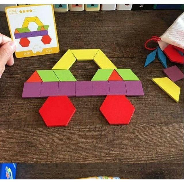 Ghép hình tu duy theo thẻ Pattern block