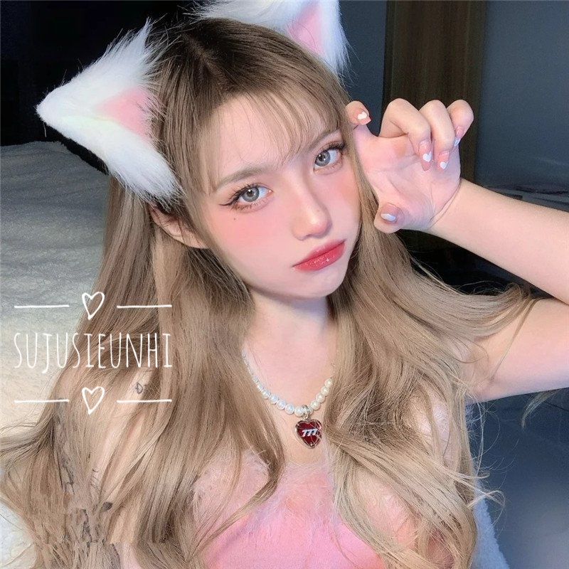 (5 màu) 1 đôi kẹp tóc tai mèo 3 màu lông tơ dài có viền cosplay mèo neko dễ thương