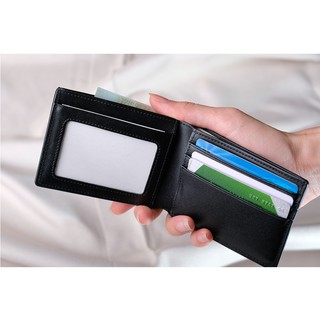 [DA THẬT - BẢO HÀNH 12 THÁNG] Ví da nam cao cấp mini bussiness đứng đen